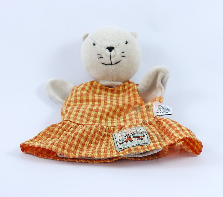  grande famille handpuppet agathe the cat orange dress 